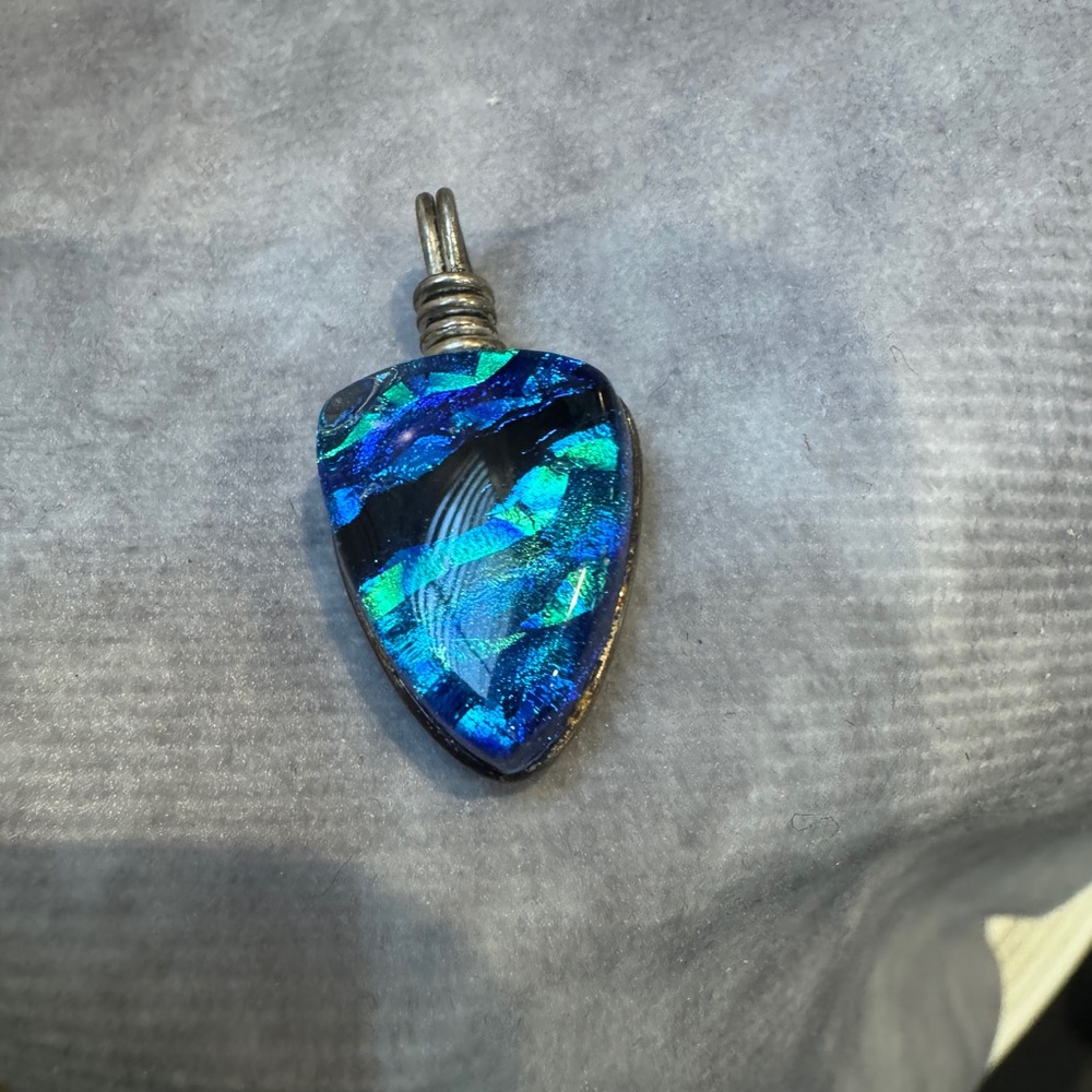 Beautiful Blue and Silver Pendant‎ Glass Pendant
